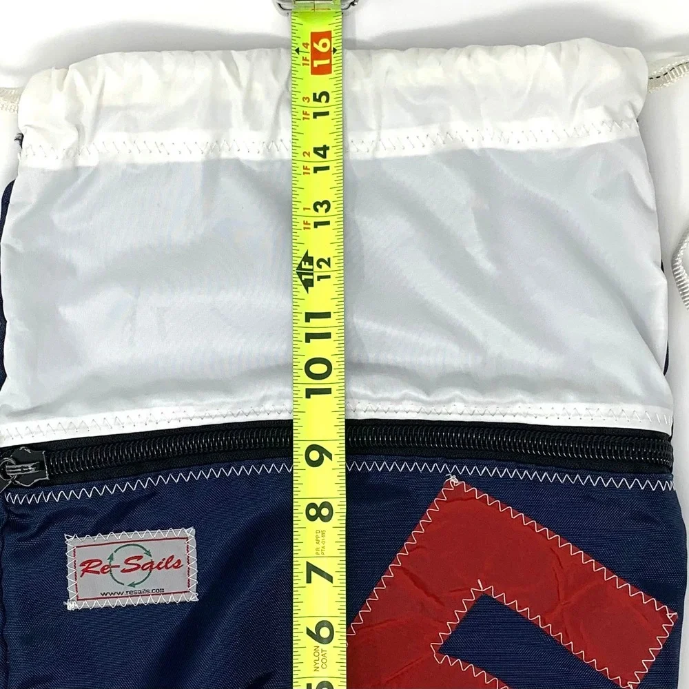 Re-Sails Vintage Sailcloth Zippered RS Backpack – Navy Blue & Red #5 Made in USA